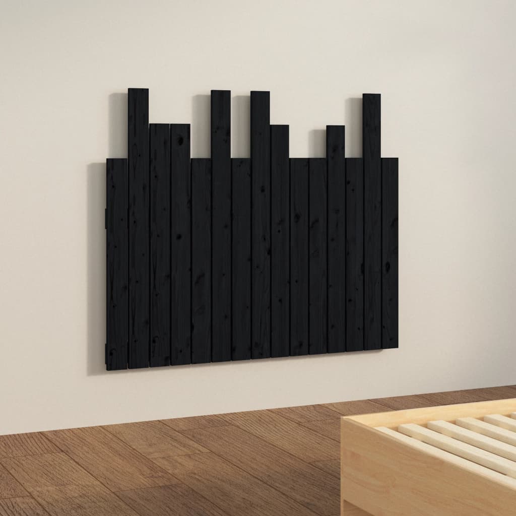 Hoofdbord wandmontage 95,5x3x80 cm massief grenenhout zwart is nu te koop bij PeponiXL, paradijselijk wonen!