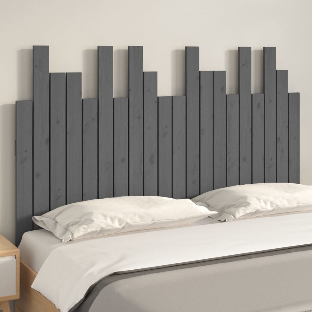 Hoofdbord wandmontage 127,5x3x80 cm massief grenenhout grijs is nu te koop bij PeponiXL, paradijselijk wonen!