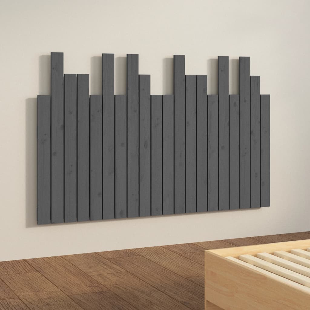 Hoofdbord wandmontage 127,5x3x80 cm massief grenenhout grijs is nu te koop bij PeponiXL, paradijselijk wonen!