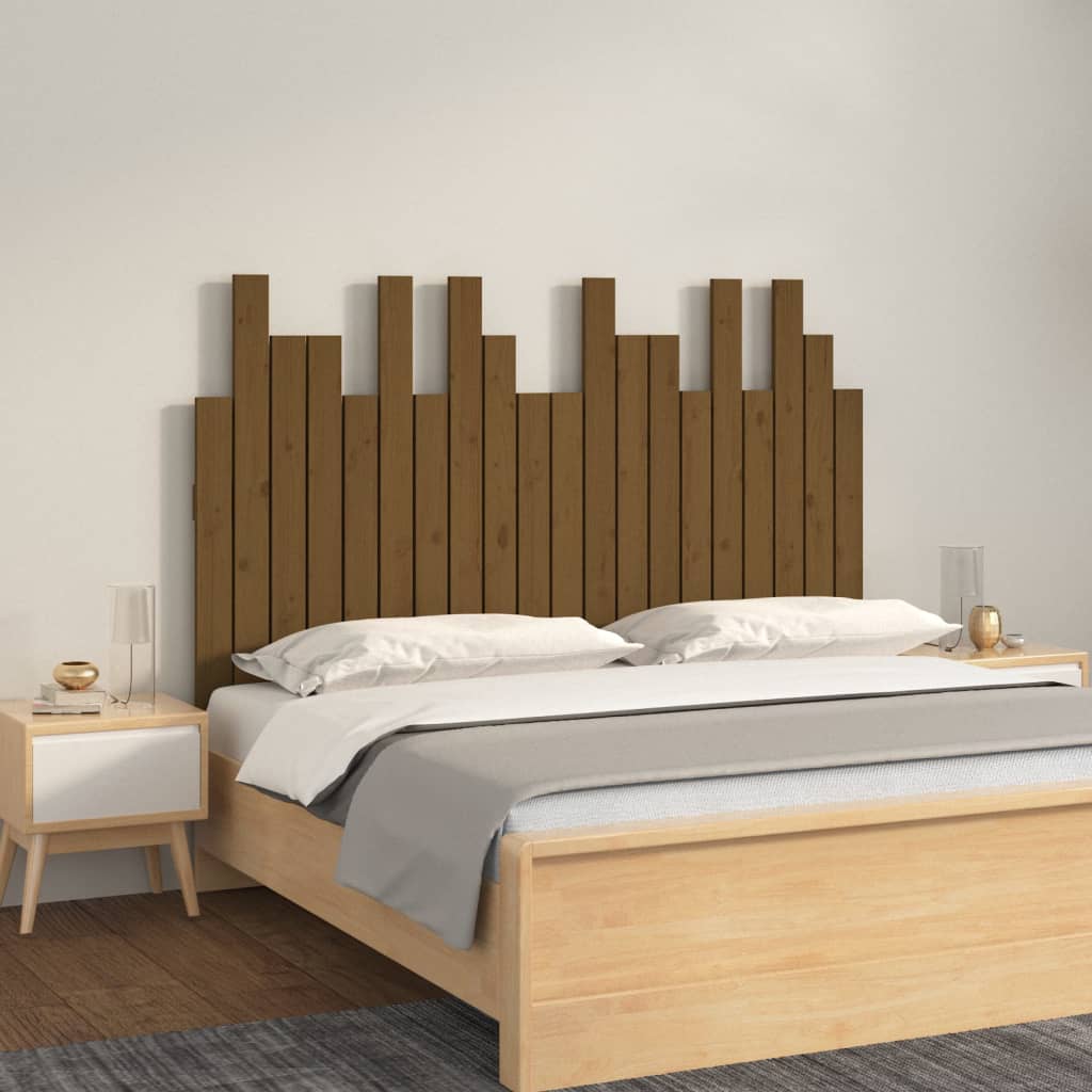 Hoofdbord wandmontage 127,5x3x80 cm grenenhout honingbruin is nu te koop bij PeponiXL, paradijselijk wonen!
