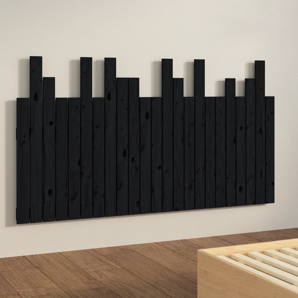 Hoofdbord wandmontage 146,5x3x80 cm massief grenenhout zwart is nu te koop bij PeponiXL, paradijselijk wonen!