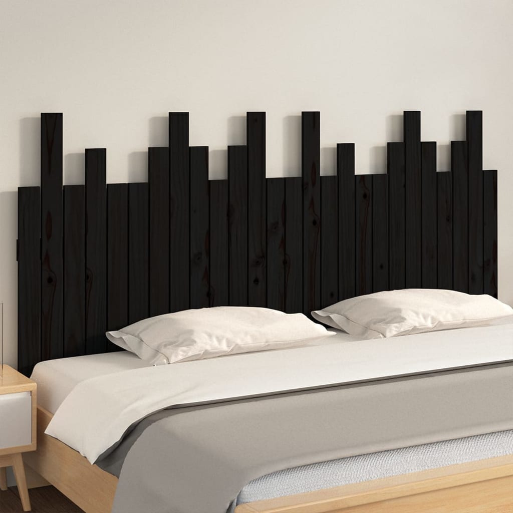Hoofdbord wandmontage 166x3x80 cm massief grenenhout zwart is nu te koop bij PeponiXL, paradijselijk wonen!