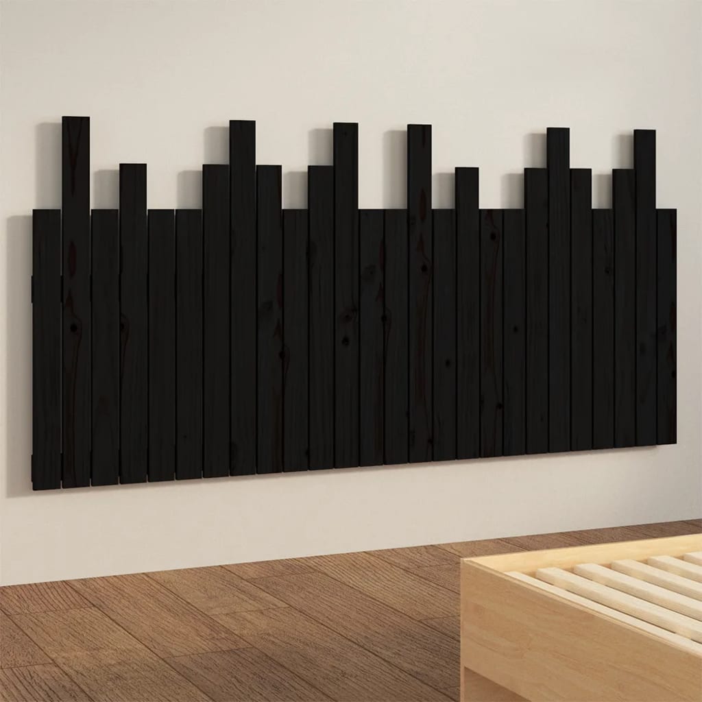 Hoofdbord wandmontage 166x3x80 cm massief grenenhout zwart is nu te koop bij PeponiXL, paradijselijk wonen!