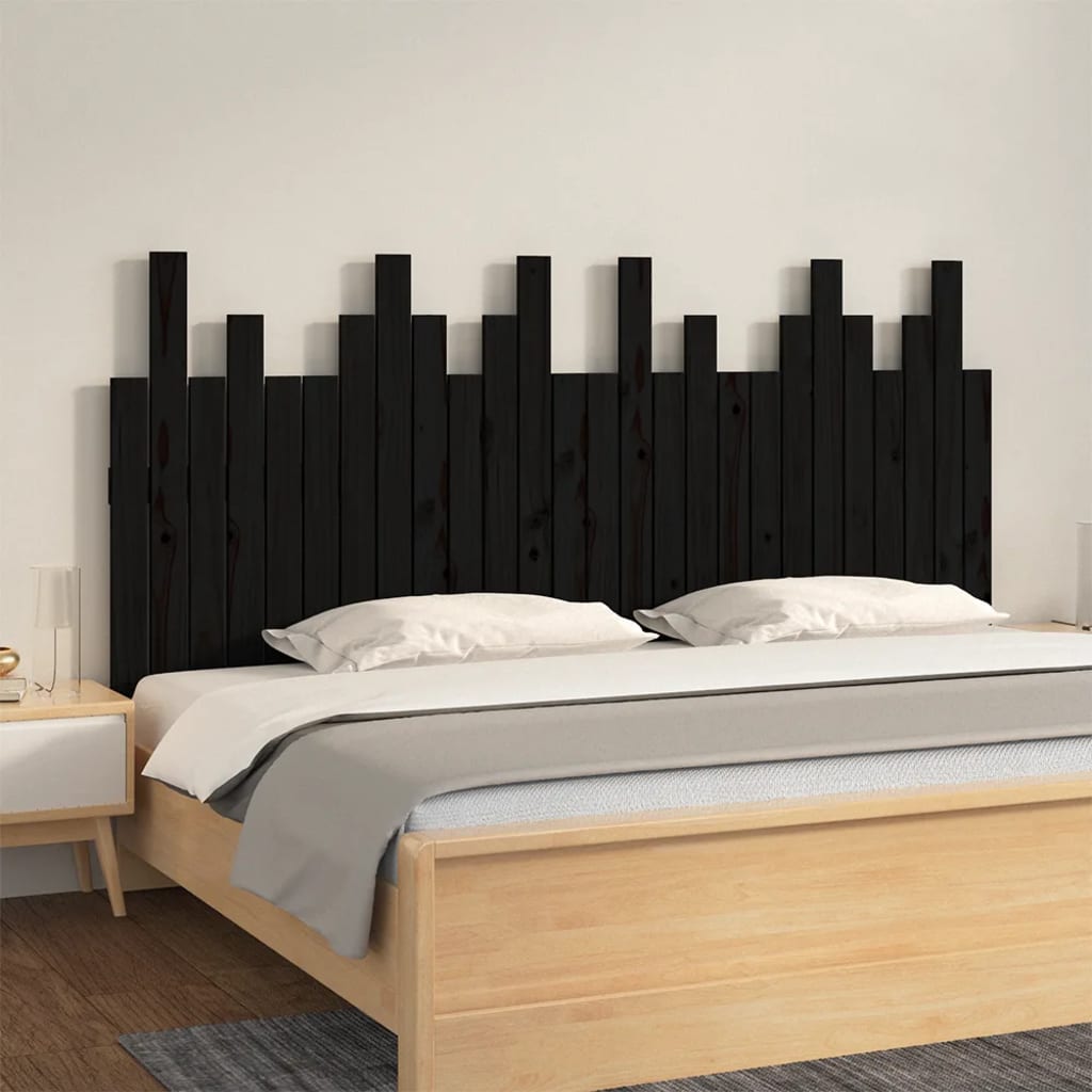 Hoofdbord wandmontage 166x3x80 cm massief grenenhout zwart is nu te koop bij PeponiXL, paradijselijk wonen!