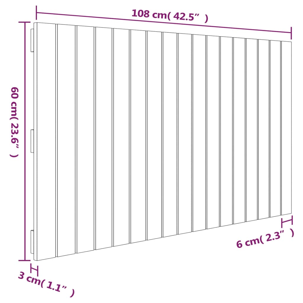 Wandhoofdbord 108x3x60 cm massief grenenhout is nu te koop bij PeponiXL, paradijselijk wonen!