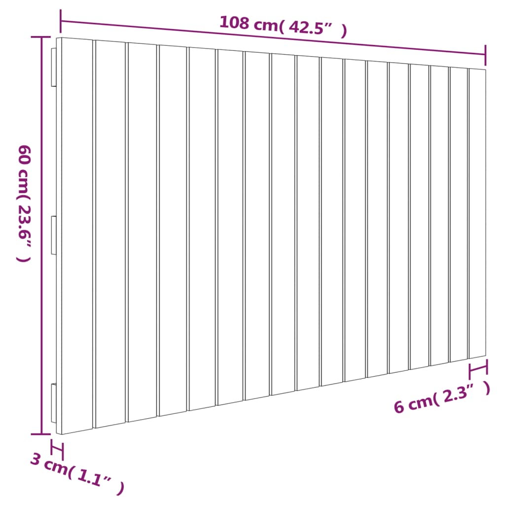 Wandhoofdbord 108x3x60 cm massief grenenhout wit is nu te koop bij PeponiXL, paradijselijk wonen!