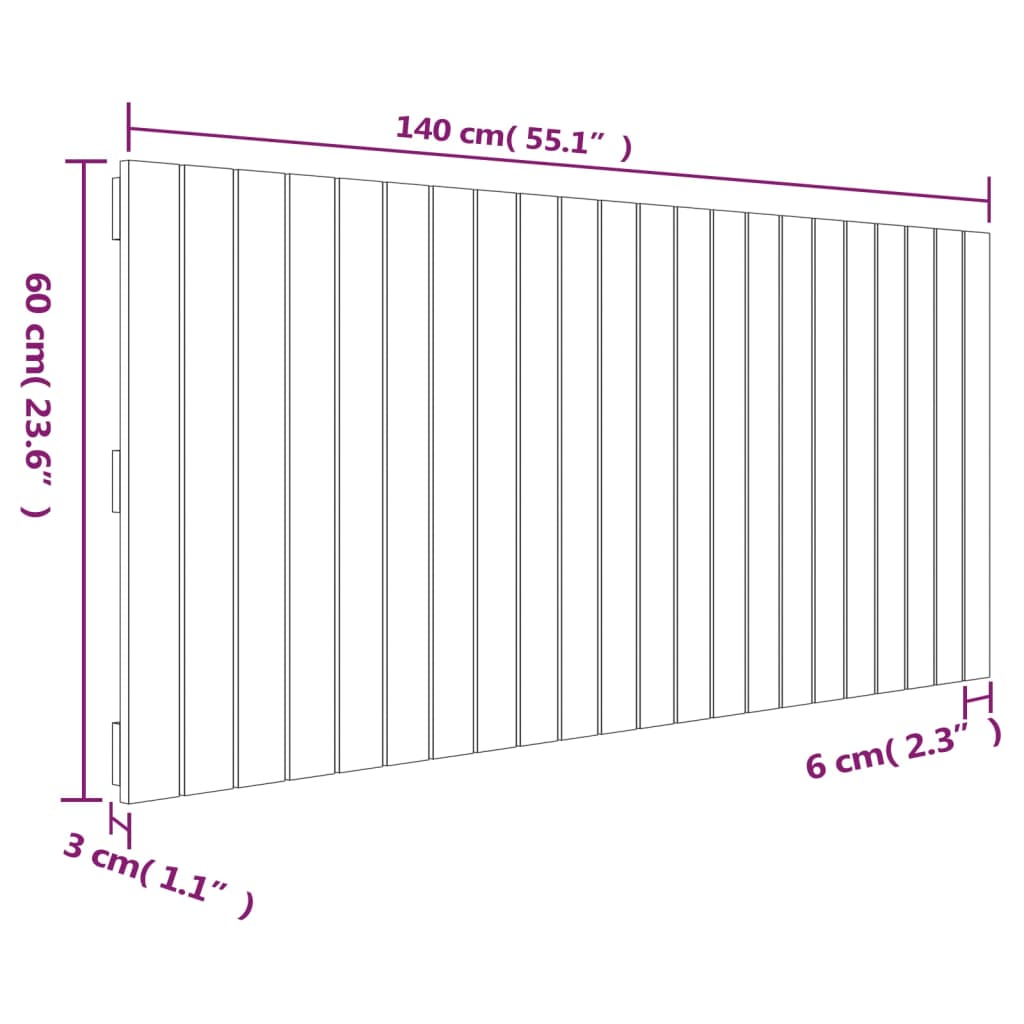 Wandhoofdbord 140x3x60 cm massief grenenhout grijs is nu te koop bij PeponiXL, paradijselijk wonen!