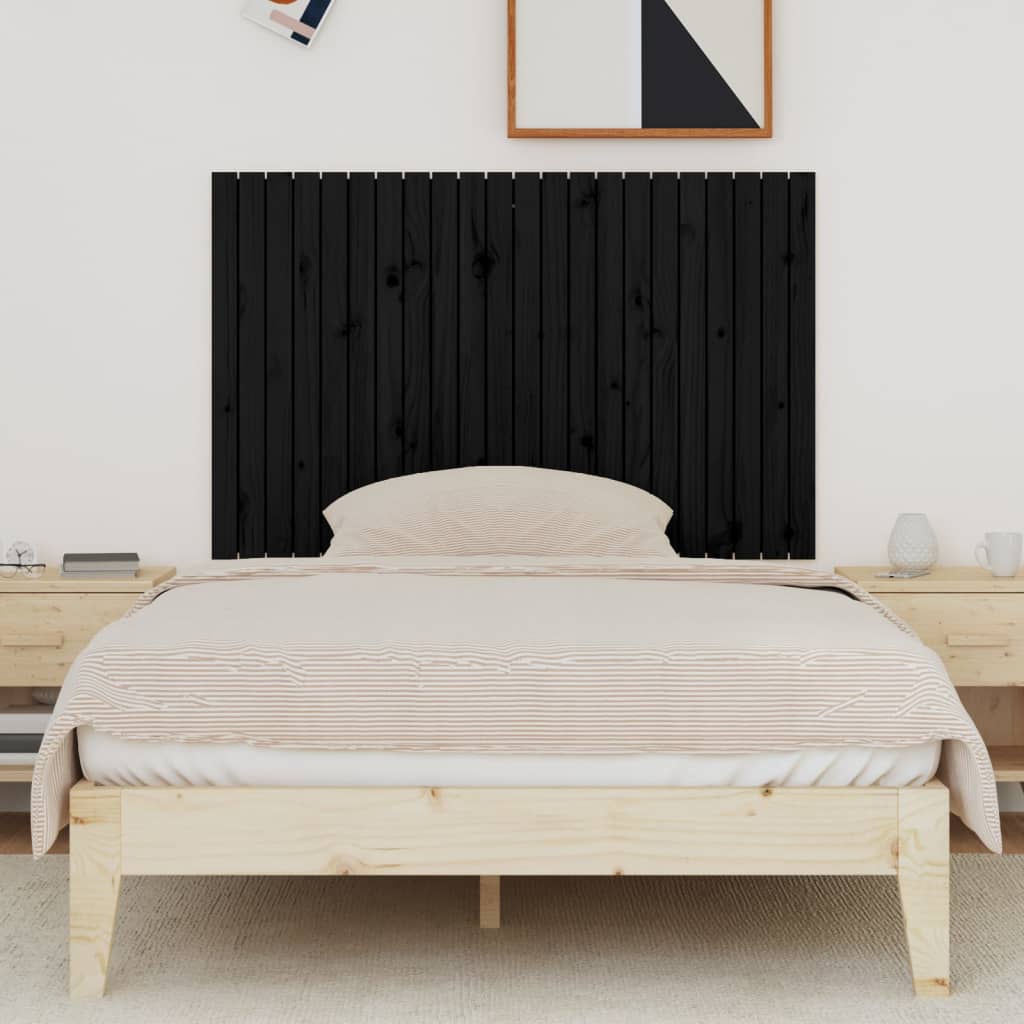 Wandhoofdbord 140x3x90 cm massief grenenhout zwart is nu te koop bij PeponiXL, paradijselijk wonen!