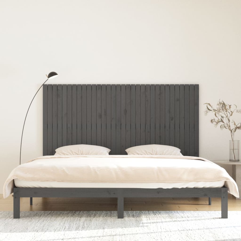 Hoofdbord wandmontage 204x3x110 cm massief grenenhout grijs is nu te koop bij PeponiXL, paradijselijk wonen!