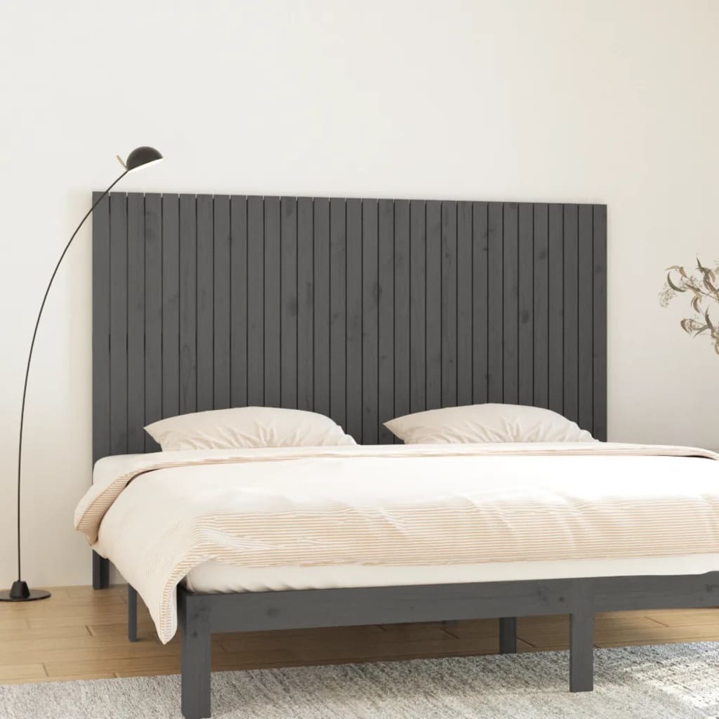 Hoofdbord wandmontage 204x3x110 cm massief grenenhout grijs is nu te koop bij PeponiXL, paradijselijk wonen!