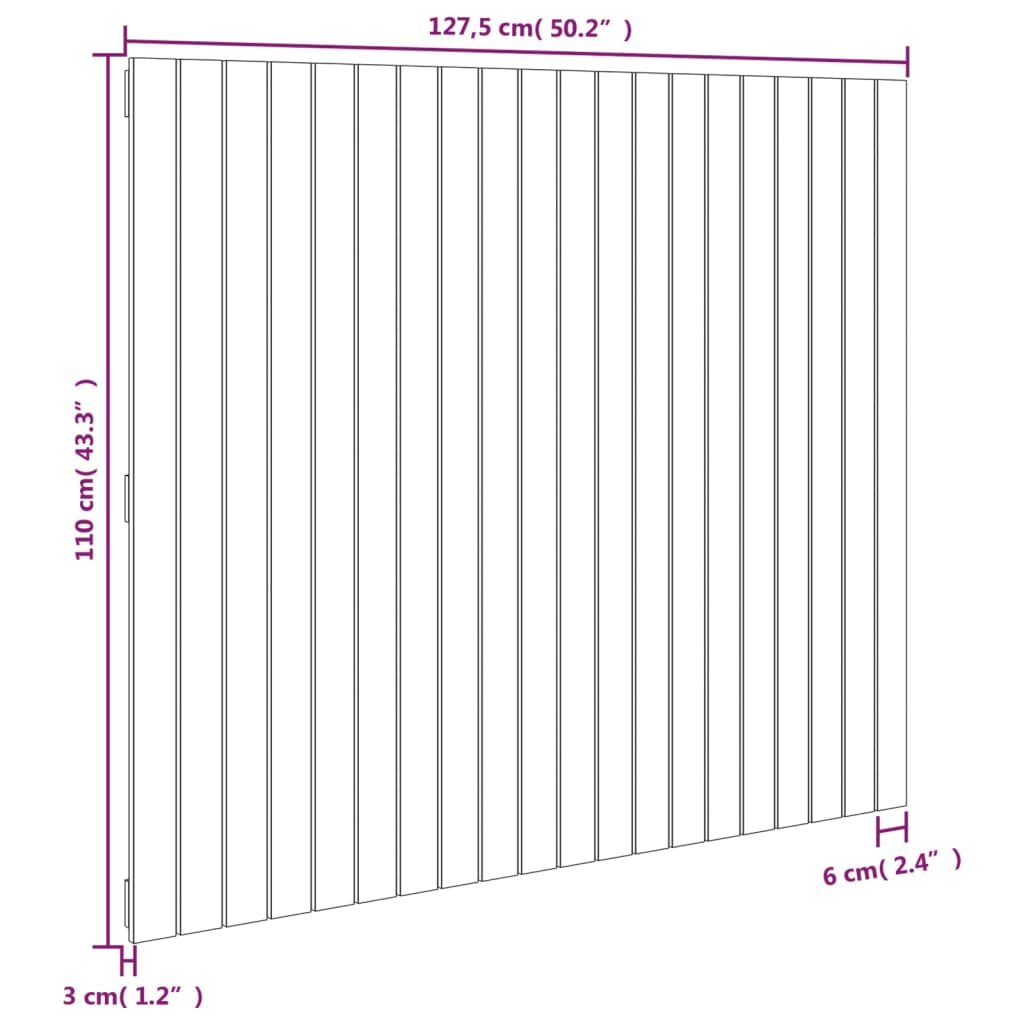 Wandhoofdbord 127,5x3x110 cm massief grenenhout is nu te koop bij PeponiXL, paradijselijk wonen!