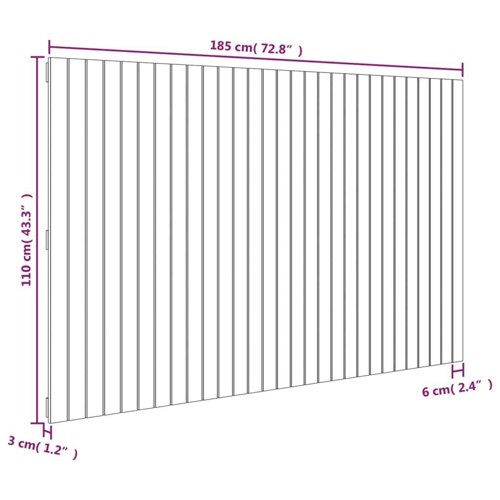 Wandhoofdbord 185x3x110 cm massief grenenhout grijs is nu te koop bij PeponiXL, paradijselijk wonen!