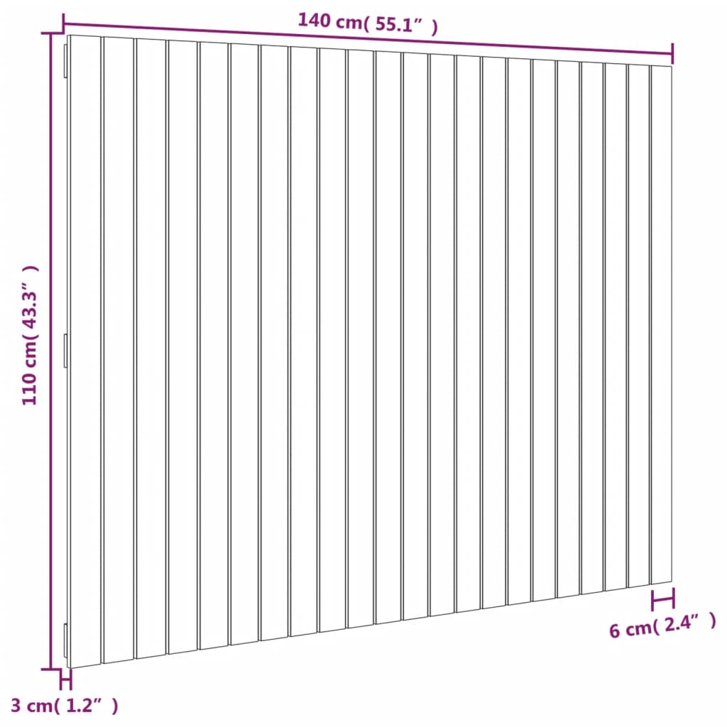 Wandhoofdbord 140x3x110 cm massief grenenhout is nu te koop bij PeponiXL, paradijselijk wonen!