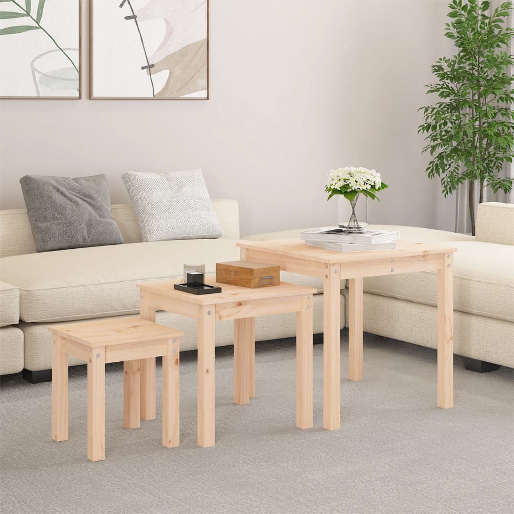 Tafeltjesset 3 st massief grenenhout is nu te koop bij PeponiXL, paradijselijk wonen!