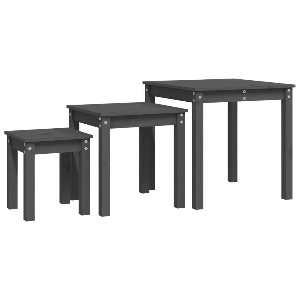 Tafeltjesset 3 st massief grenenhout grijs is nu te koop bij PeponiXL, paradijselijk wonen!