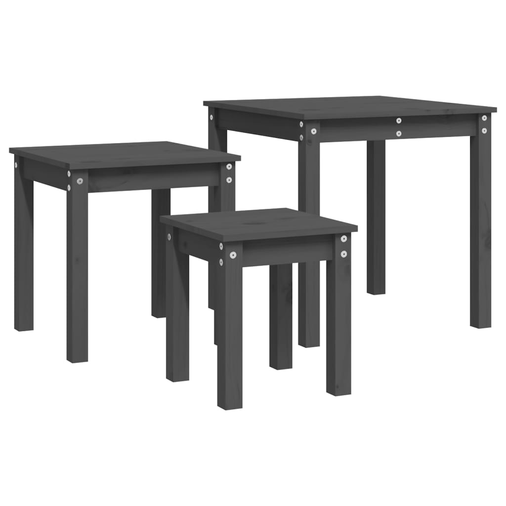 Tafeltjesset 3 st massief grenenhout grijs is nu te koop bij PeponiXL, paradijselijk wonen!
