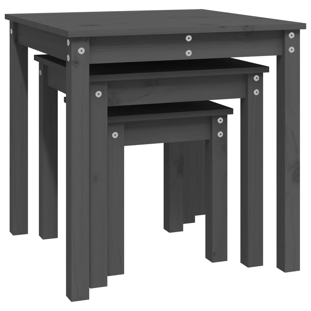 Tafeltjesset 3 st massief grenenhout grijs is nu te koop bij PeponiXL, paradijselijk wonen!