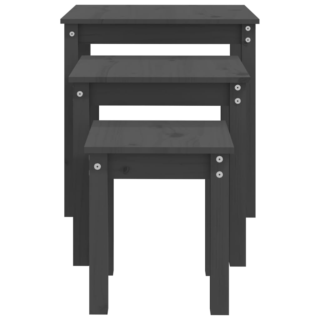 Tafeltjesset 3 st massief grenenhout grijs is nu te koop bij PeponiXL, paradijselijk wonen!