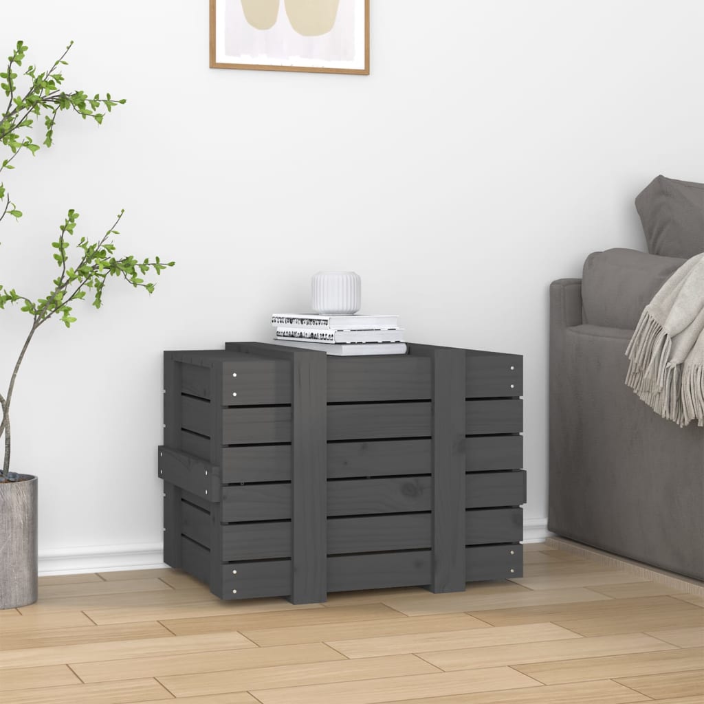 Opbergbox 58x40,5x42 cm massief grenenhout grijs is nu te koop bij PeponiXL, paradijselijk wonen!