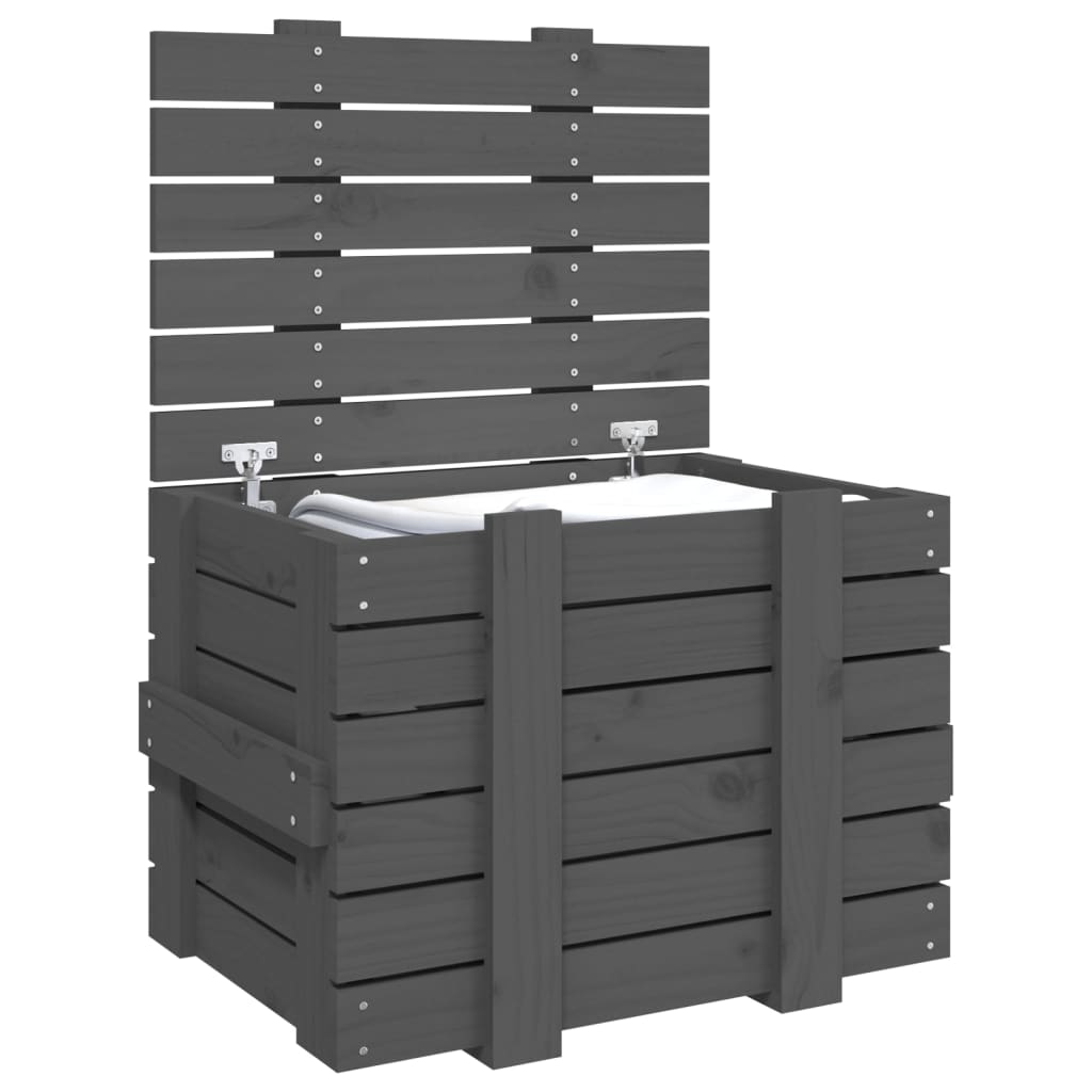 Opbergbox 58x40,5x42 cm massief grenenhout grijs is nu te koop bij PeponiXL, paradijselijk wonen!