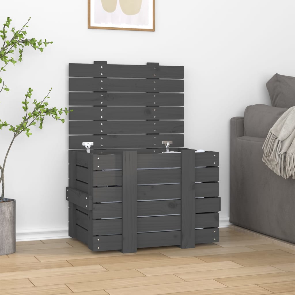 Opbergbox 58x40,5x42 cm massief grenenhout grijs is nu te koop bij PeponiXL, paradijselijk wonen!