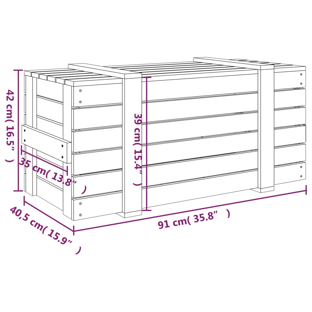 Opbergbox 91x40,5x42 cm massief grenenhout is nu te koop bij PeponiXL, paradijselijk wonen!