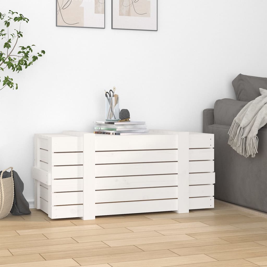 Opbergbox 91x40,5x42 cm massief grenenhout wit is nu te koop bij PeponiXL, paradijselijk wonen!