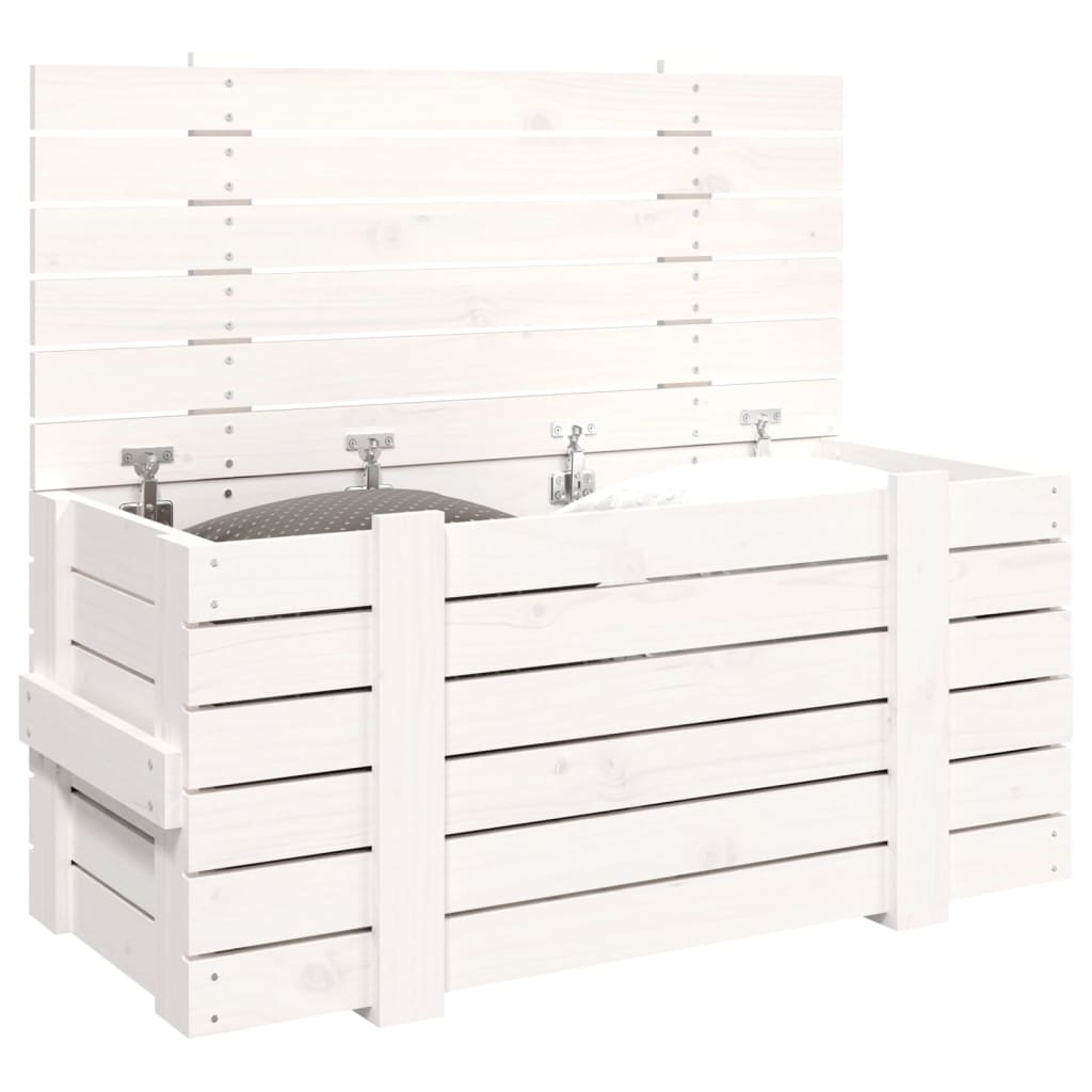Opbergbox 91x40,5x42 cm massief grenenhout wit is nu te koop bij PeponiXL, paradijselijk wonen!