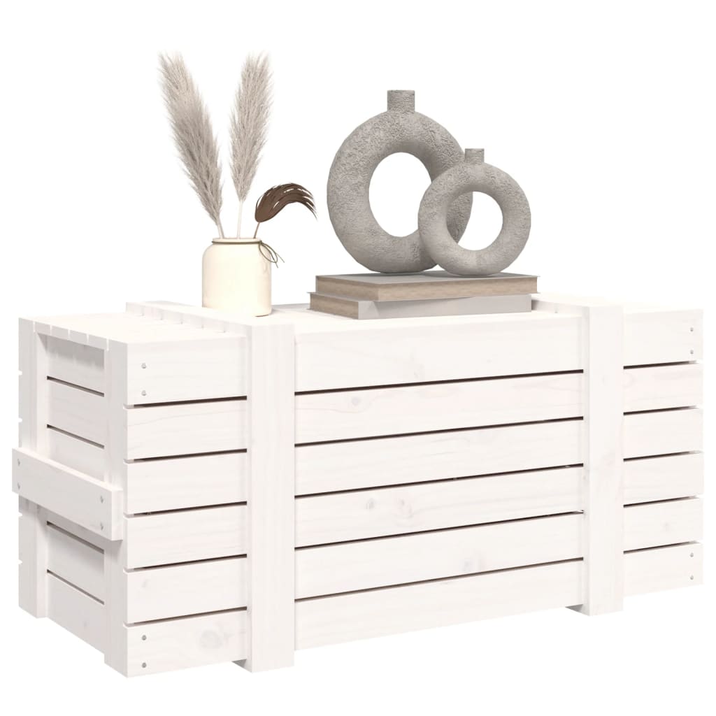 Opbergbox 91x40,5x42 cm massief grenenhout wit is nu te koop bij PeponiXL, paradijselijk wonen!