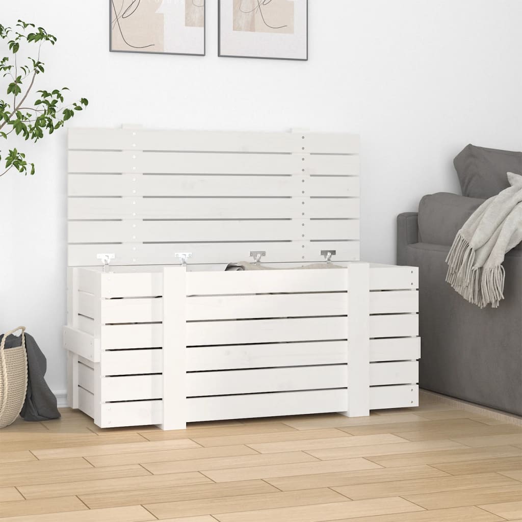 Opbergbox 91x40,5x42 cm massief grenenhout wit is nu te koop bij PeponiXL, paradijselijk wonen!