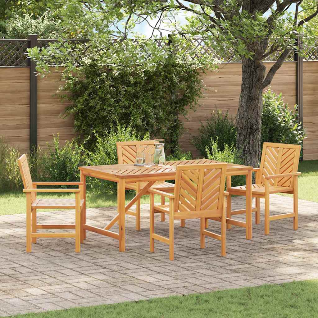 Tuin eettafelset 5 pcs Bruin Massief Acaciahout is nu te koop bij PeponiXL, paradijselijk wonen!