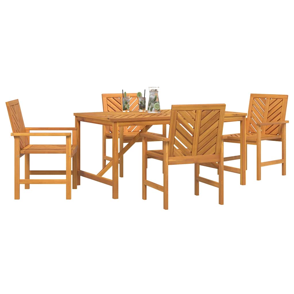 Tuin eettafelset 5 pcs Bruin Massief Acaciahout is nu te koop bij PeponiXL, paradijselijk wonen!