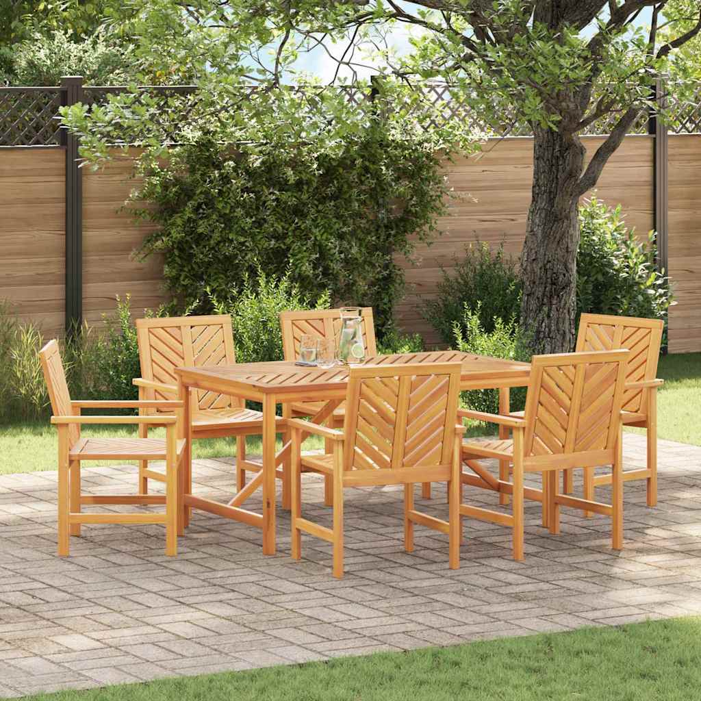 Tuin eettafelset 7 pcs Bruin Massief Acaciahout is nu te koop bij PeponiXL, paradijselijk wonen!