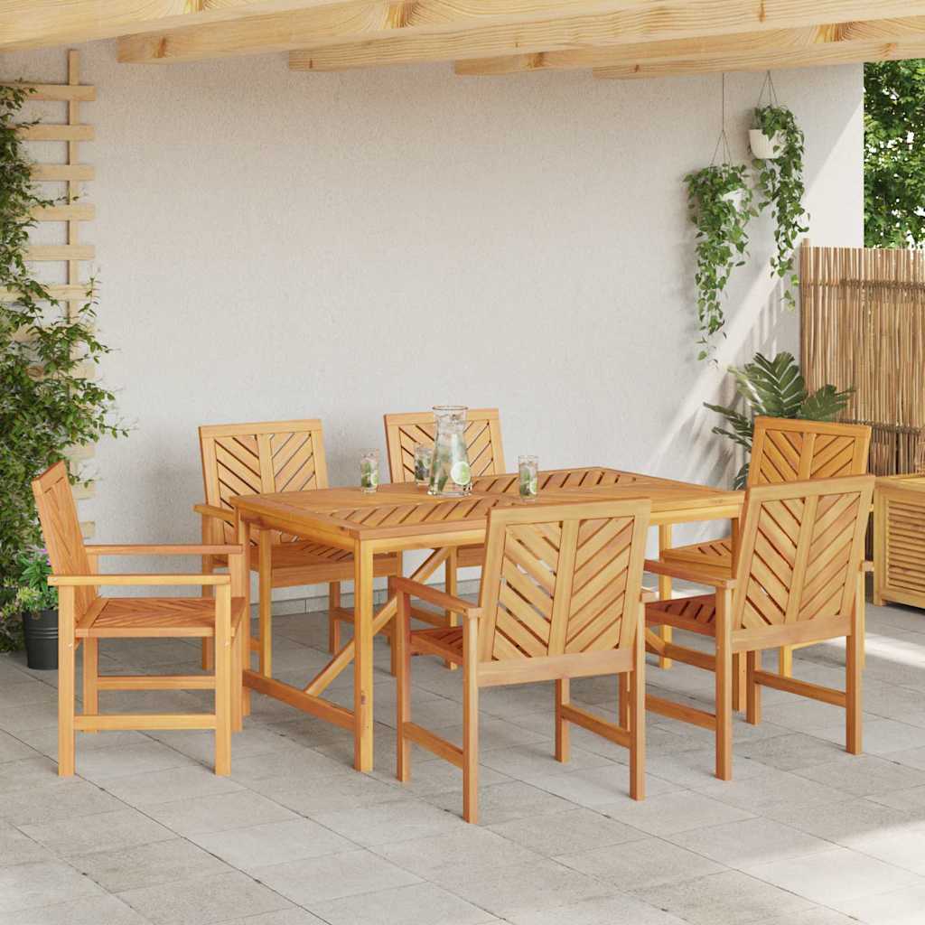 Tuin eettafelset 7 pcs Bruin Massief Acaciahout is nu te koop bij PeponiXL, paradijselijk wonen!
