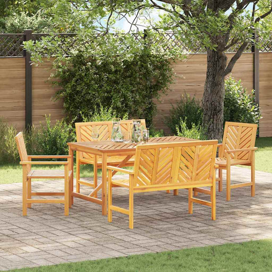 Tuin eettafelset 5 pcs Bruin Massief Acaciahout is nu te koop bij PeponiXL, paradijselijk wonen!