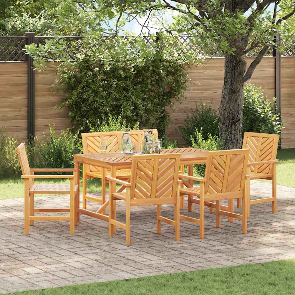 Tuin eettafelset 6 pcs Bruin Massief Acaciahout is nu te koop bij PeponiXL, paradijselijk wonen!