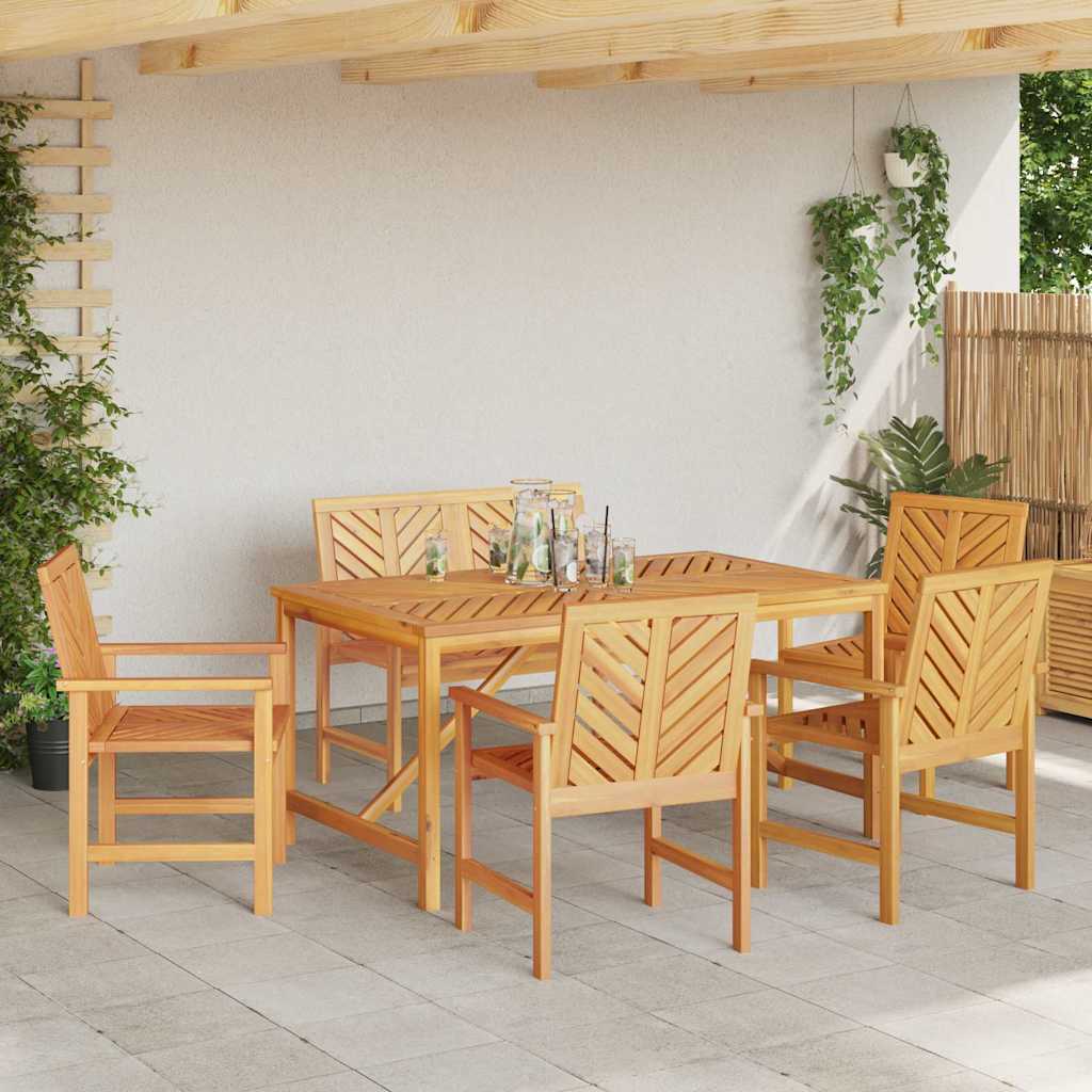 Tuin eettafelset 6 pcs Bruin Massief Acaciahout is nu te koop bij PeponiXL, paradijselijk wonen!