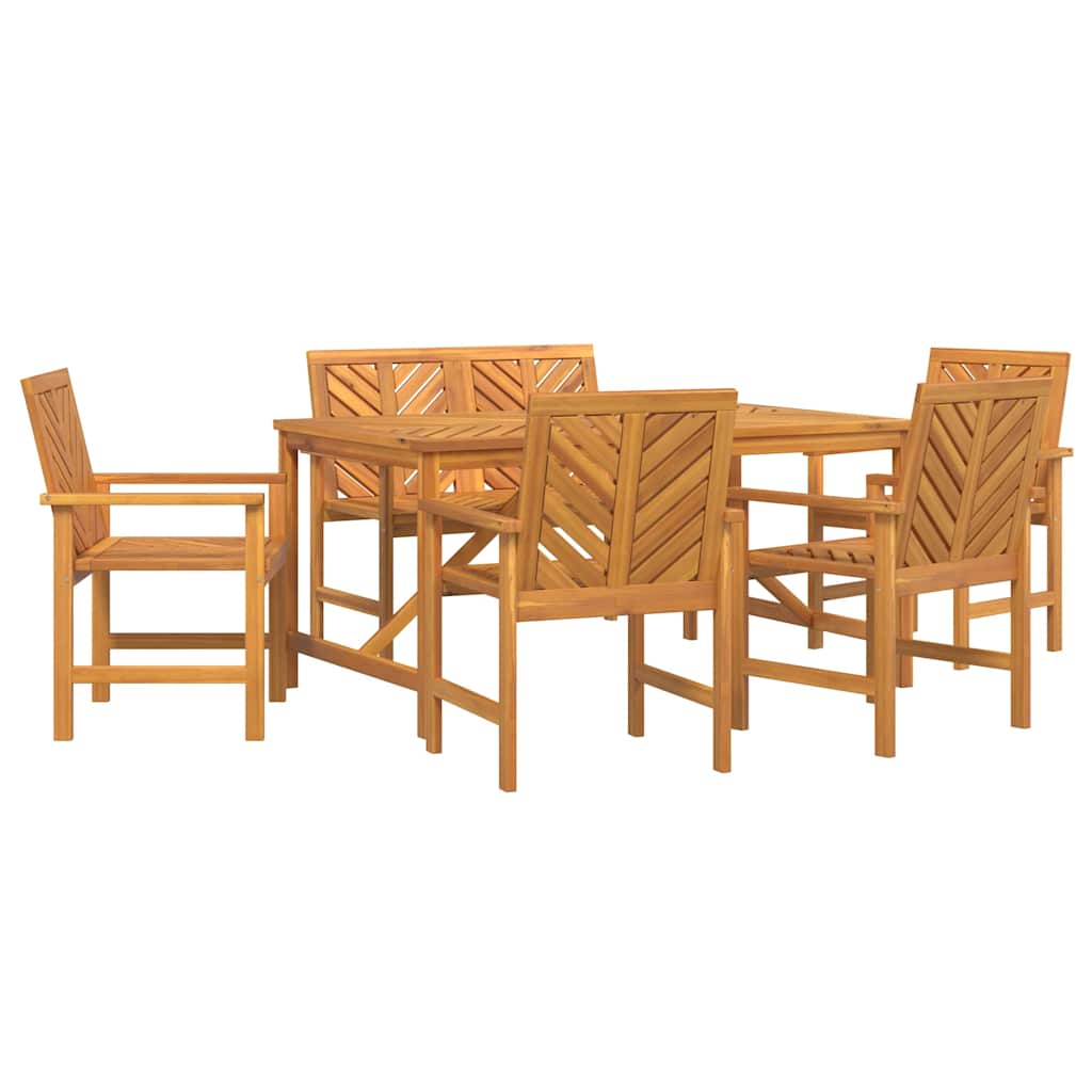 Tuin eettafelset 6 pcs Bruin Massief Acaciahout is nu te koop bij PeponiXL, paradijselijk wonen!