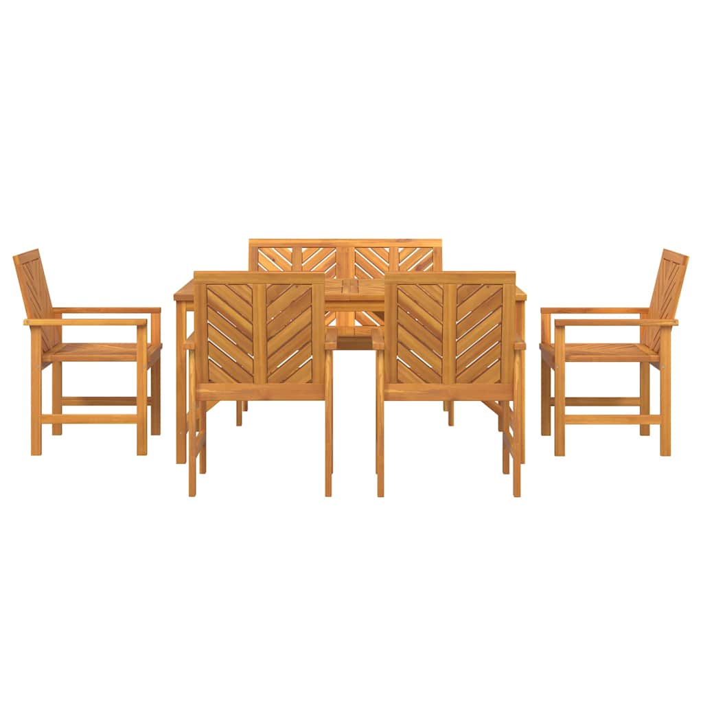 Tuin eettafelset 6 pcs Bruin Massief Acaciahout is nu te koop bij PeponiXL, paradijselijk wonen!