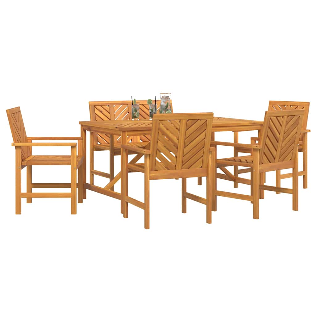 Tuin eettafelset 6 pcs Bruin Massief Acaciahout is nu te koop bij PeponiXL, paradijselijk wonen!