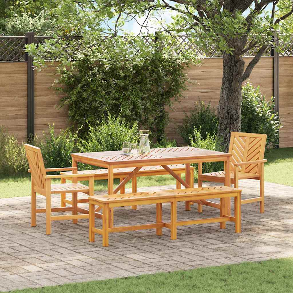 Tuin eettafelset 5 pcs Bruin Massief Acaciahout is nu te koop bij PeponiXL, paradijselijk wonen!
