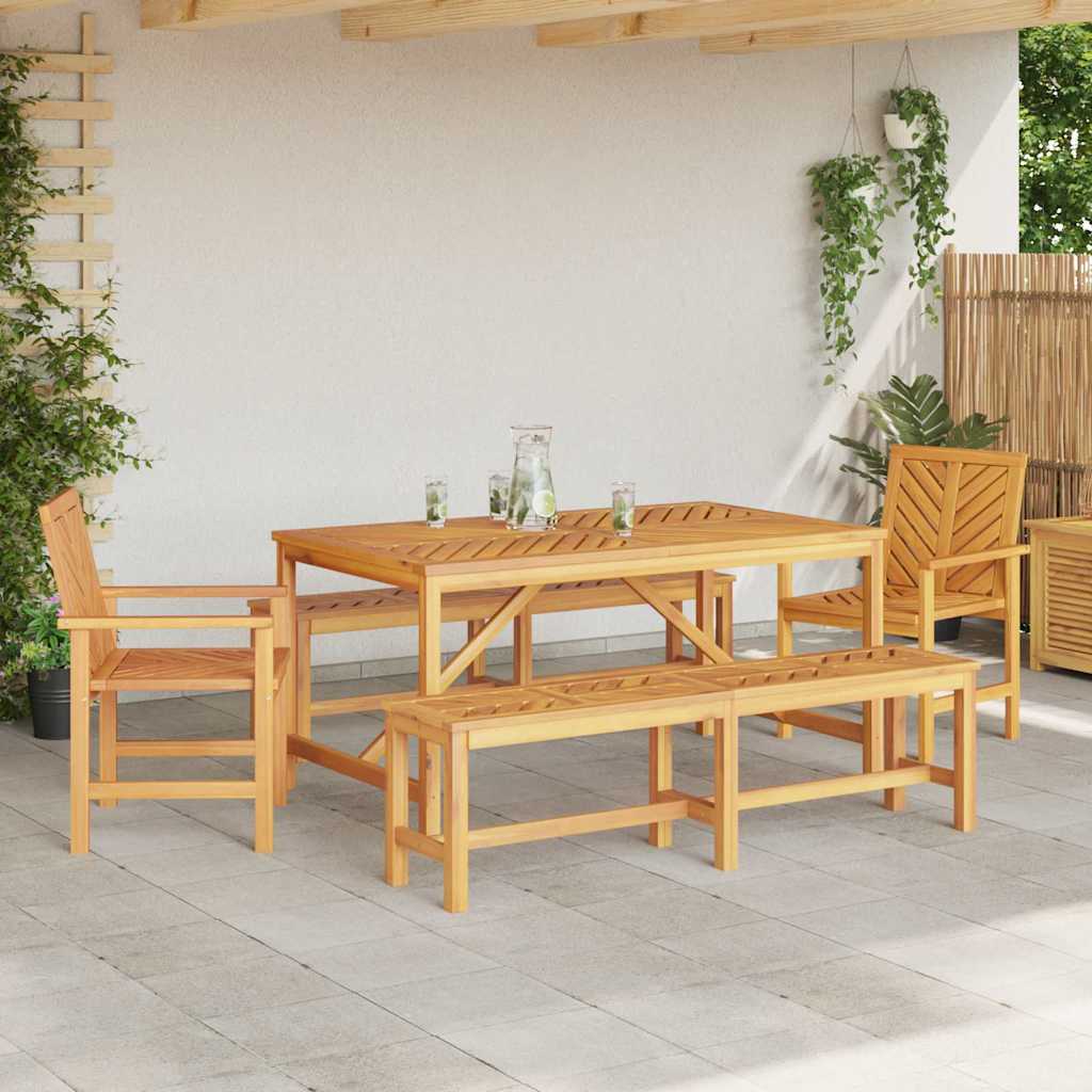 Tuin eettafelset 5 pcs Bruin Massief Acaciahout is nu te koop bij PeponiXL, paradijselijk wonen!