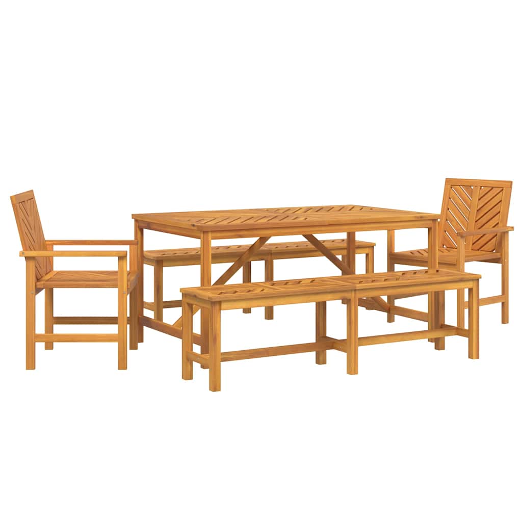 Tuin eettafelset 5 pcs Bruin Massief Acaciahout is nu te koop bij PeponiXL, paradijselijk wonen!