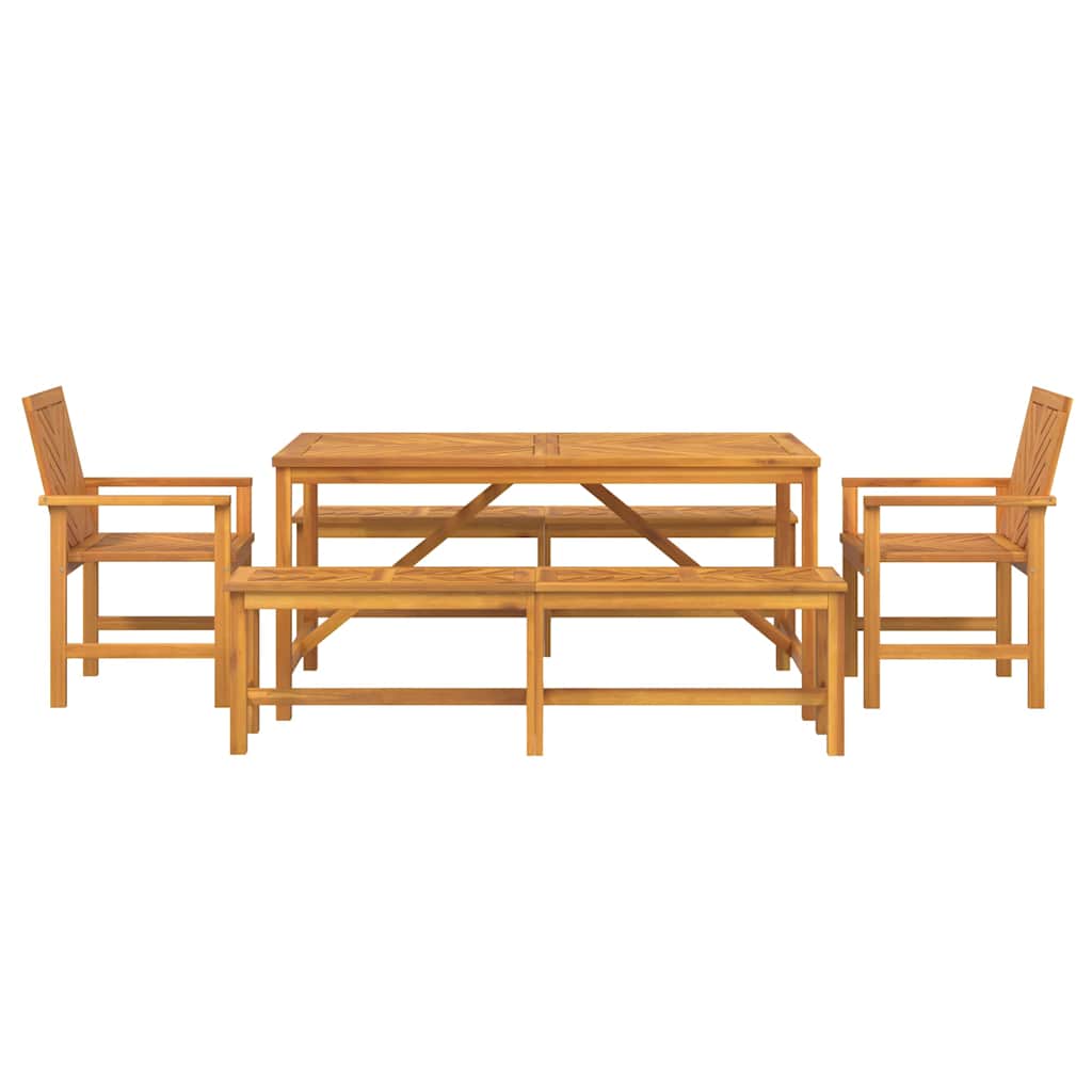 Tuin eettafelset 5 pcs Bruin Massief Acaciahout is nu te koop bij PeponiXL, paradijselijk wonen!