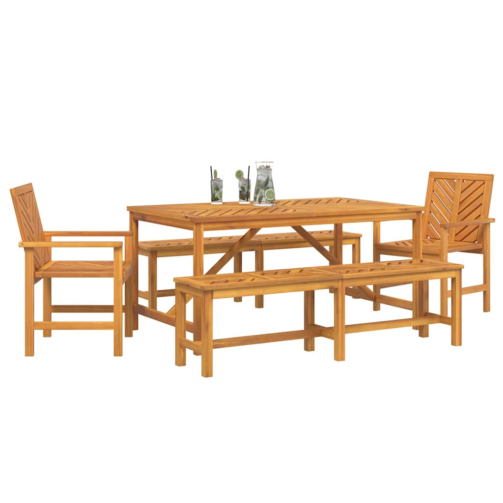 Tuin eettafelset 5 pcs Bruin Massief Acaciahout is nu te koop bij PeponiXL, paradijselijk wonen!