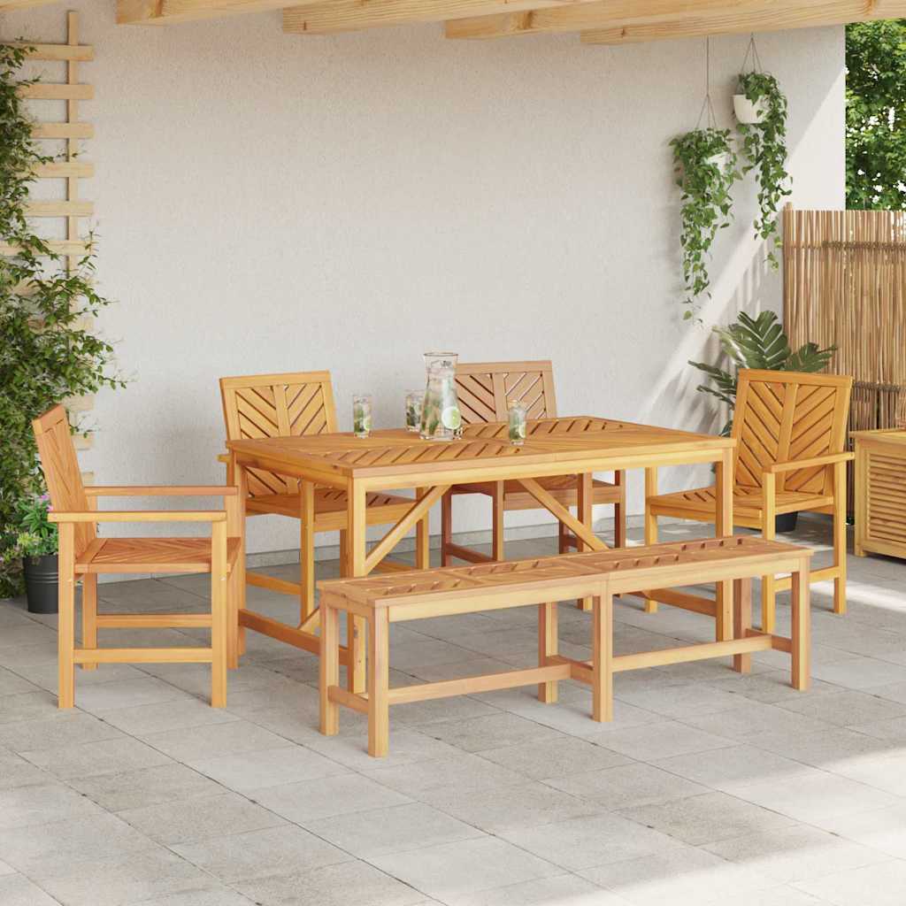 Tuin eettafelset 6 pcs Bruin Massief Acaciahout is nu te koop bij PeponiXL, paradijselijk wonen!