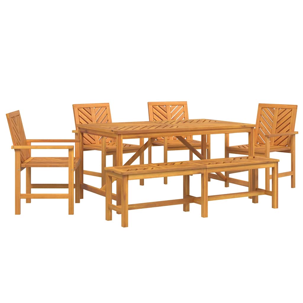 Tuin eettafelset 6 pcs Bruin Massief Acaciahout is nu te koop bij PeponiXL, paradijselijk wonen!