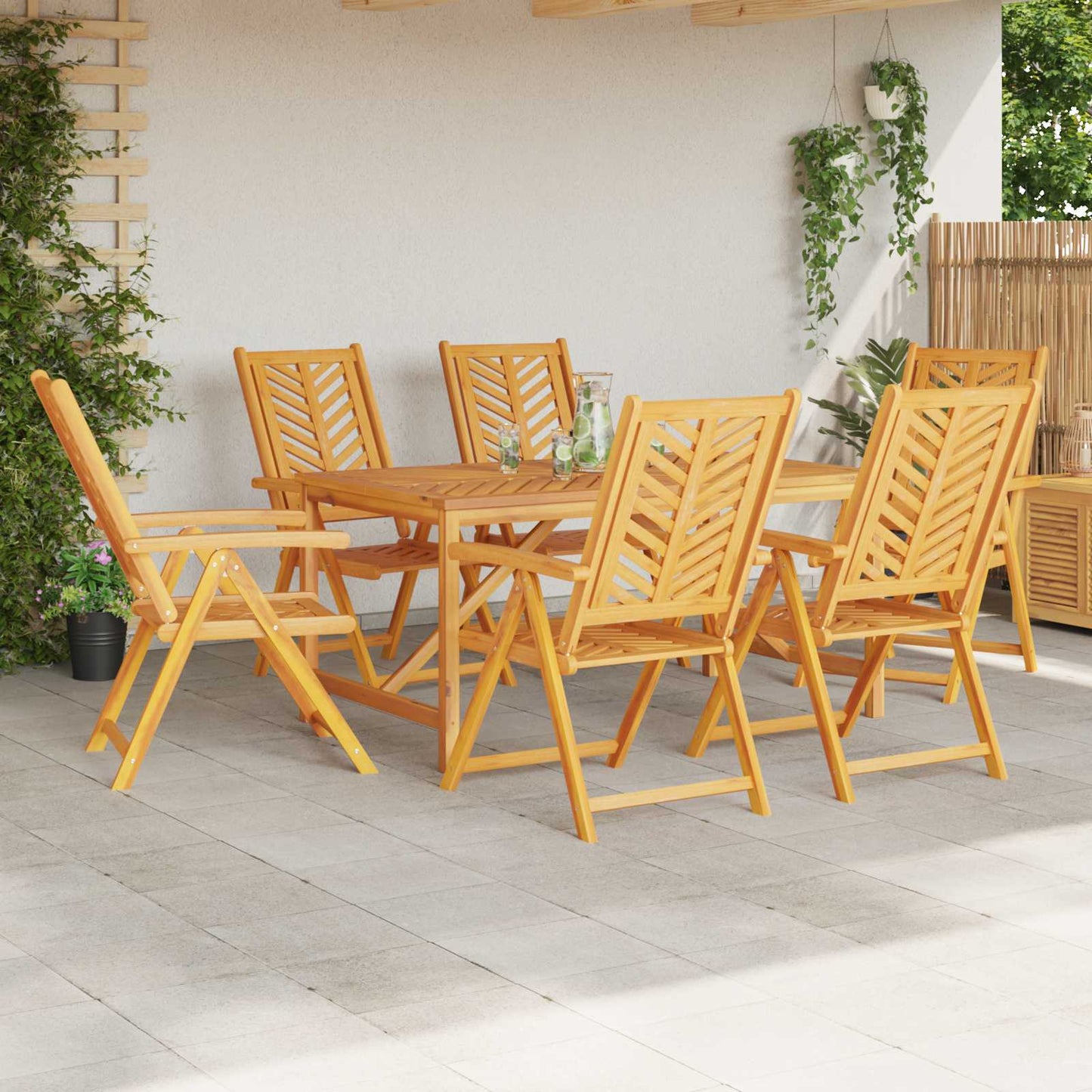 Tuinstoel 6 pcs Bruin 57 x 72 x 109 cm Massief Acaciahout is nu te koop bij PeponiXL, paradijselijk wonen!