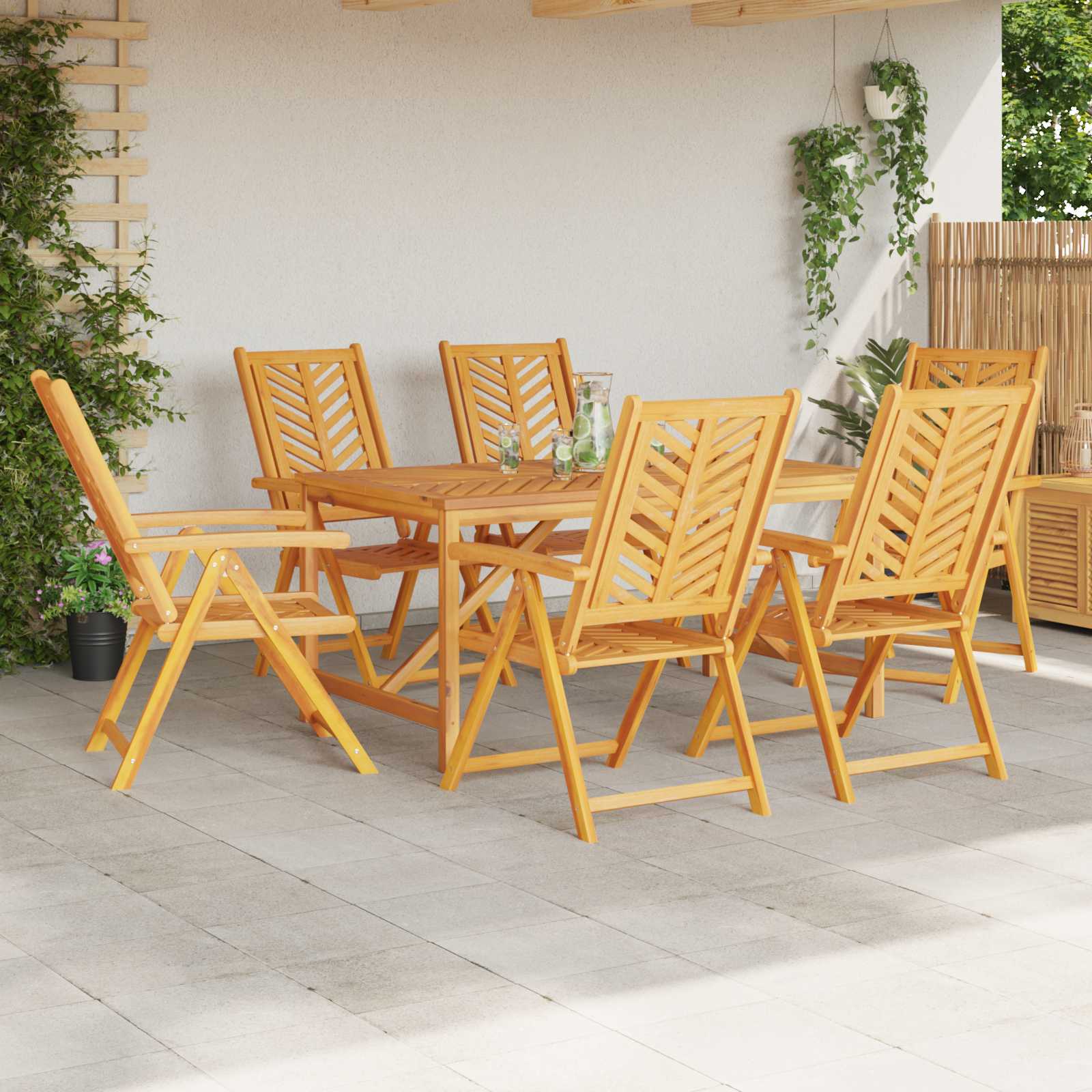 Tuinstoel 6 pcs Bruin 57 x 72 x 109 cm Massief Acaciahout is nu te koop bij PeponiXL, paradijselijk wonen!