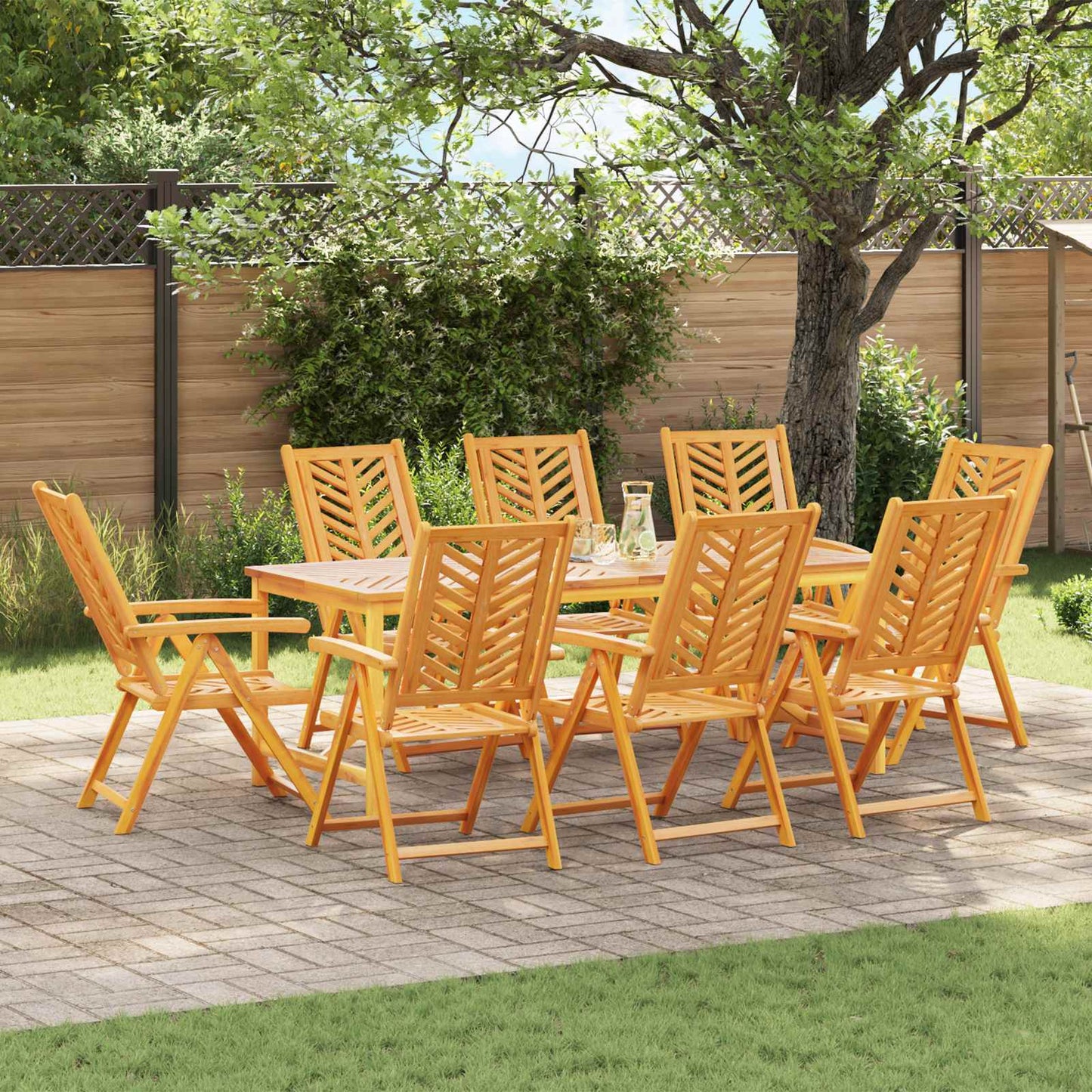 Tuinstoel 8 pcs Bruin 57 x 72 x 109 cm Massief Acaciahout is nu te koop bij PeponiXL, paradijselijk wonen!